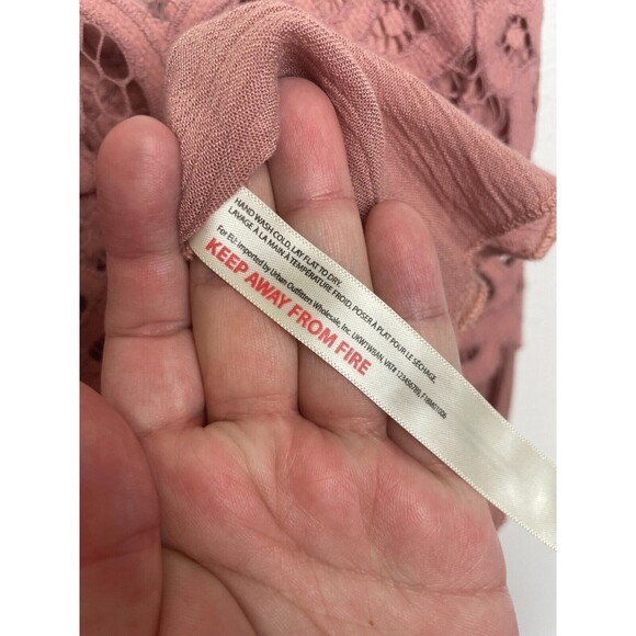 Free People Small One Adella Slip Mini Dress Rose Crochet Lace Tiered Ruffle NWT - Picture 13 of 14